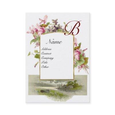 ROMANTIC MONOGRAM,Cyclamens pink green white
