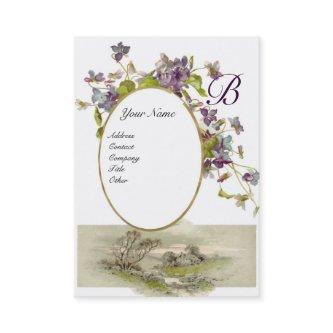 ROMANTIC MONOGRAM,VIOLETS purple green white