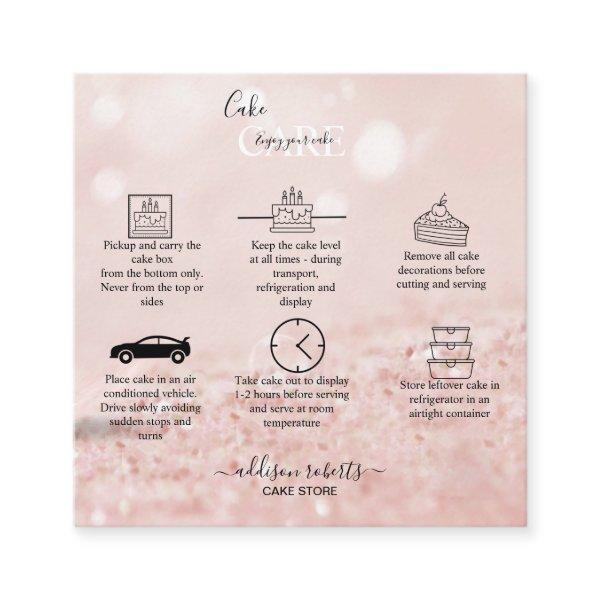 Romantic pink light effect glitter  Cake Care  Squ Square