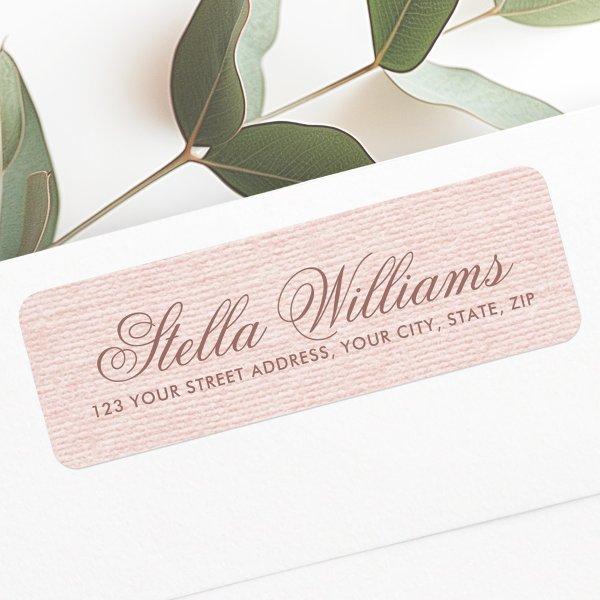 Romantic pink linen calligraphy script address label