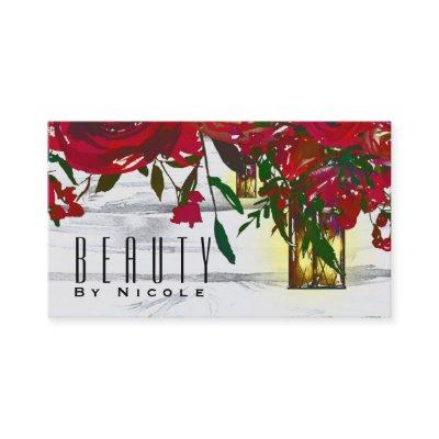 Romantic Red Watercolor Roses & Lantern Rustic