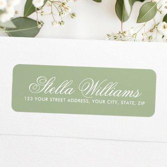 Romantic sage green calligraphy script label