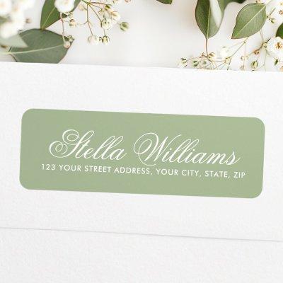 Romantic sage green calligraphy script label