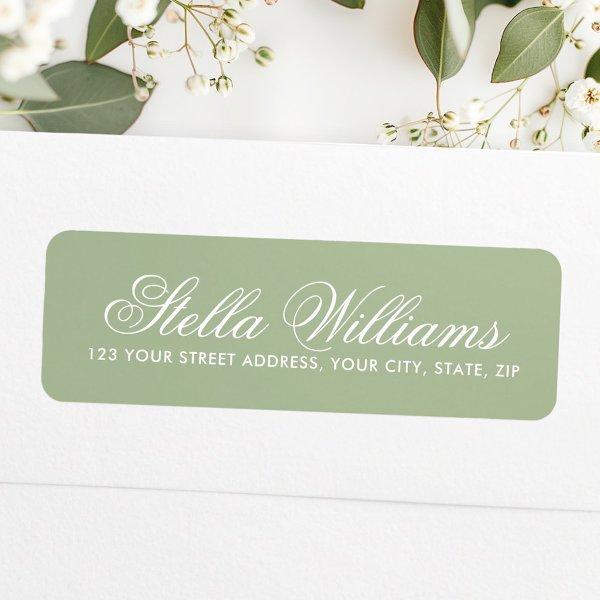 Romantic sage green calligraphy script label