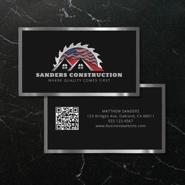 Roofing Construction American Flag QR Code