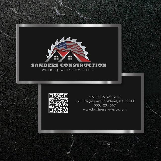Roofing Construction American Flag QR Code