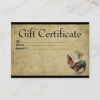 Rooster Farmyard Ride- Prim Gift Certificate Cards