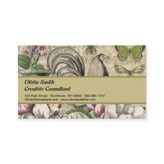 Rooster Garden Flower Butterfly Art
