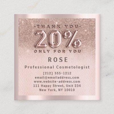 Rose 20% Off Discount Logo Hair Glitter Balloon Appointment Card