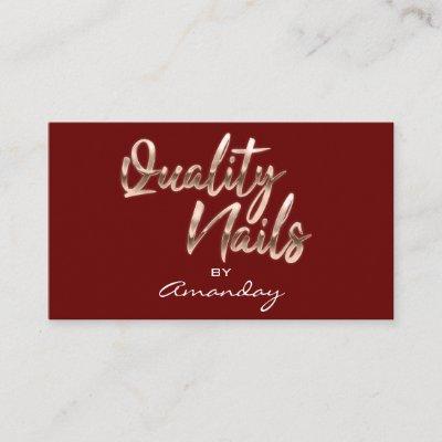 Rose Burgundy Quality Nail Script QR Code Logo
