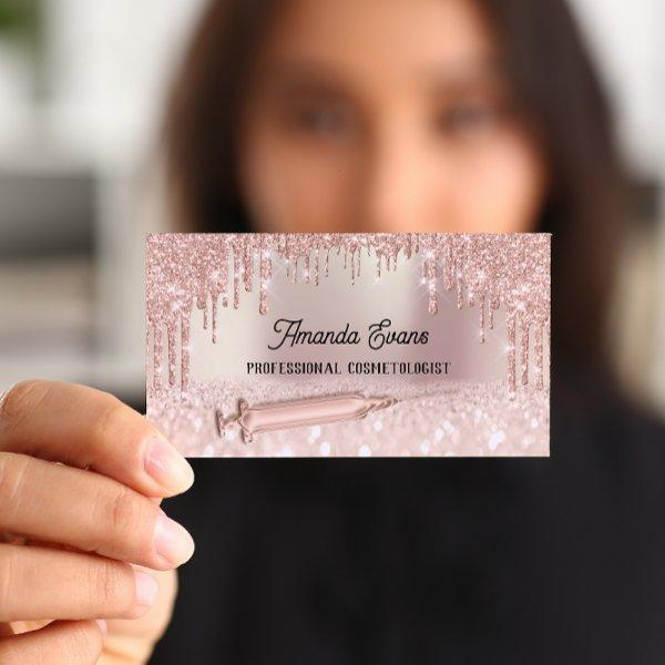 Rose Drips Glitter Injection Botox Hyaluronic Acid Appointment Card