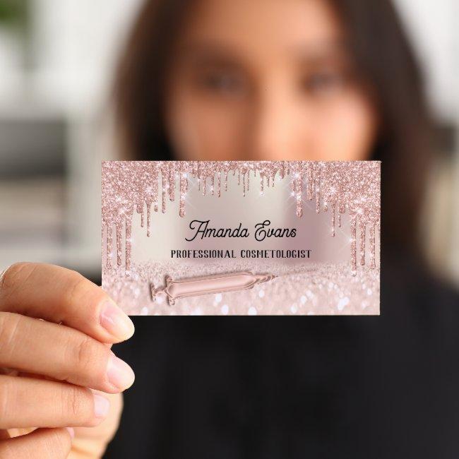Rose Drips Glitter Injection Botox Hyaluronic Acid Appointment Card