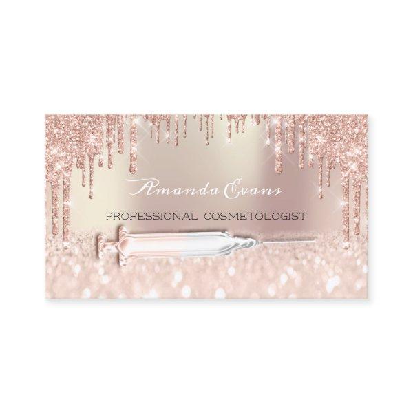 Rose Drips Glitter Syringe Injections Botox SPA Appointment Card