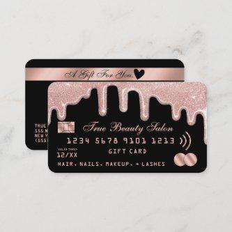 Rose Glitter Drips Black Credit Gift Certificate