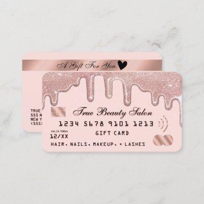 Rose Glitter Drips Pink Credit Gift Certificate