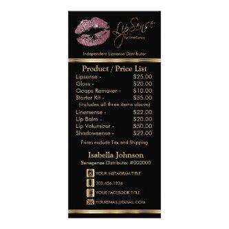 Rose Glitter Lips - Black -  Price List Rack Card