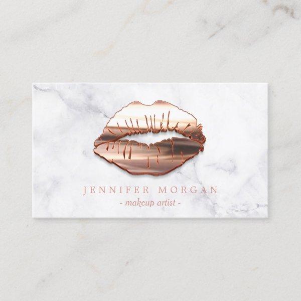 Rose Gold 3D Lips Marble Appointment Card