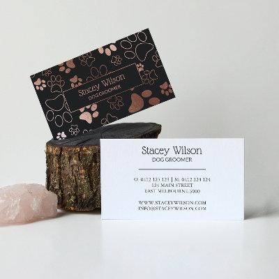 Rose Gold And Dark Charcoal Pet Groomer Paw Print