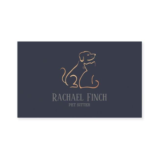Rose Gold And Navy Modern Minimalist Pet Sitter