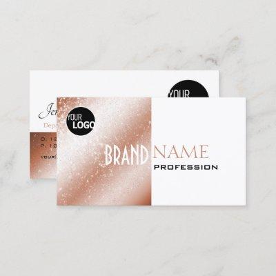 Rose Gold and White Glitter Stars with Logo Modern