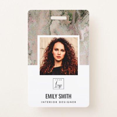 ROSE GOLD BLUSH PINK EMPLOYEE PHOTO BAR CODE NAME  BADGE