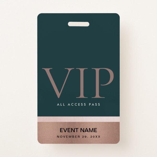 ROSE GOLD BLUSH PINK GREEN VIP EVENT ACCESS PASS BADGE