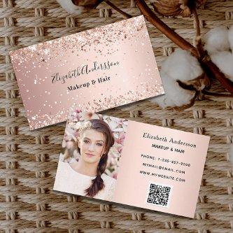 Rose gold blush pink photo qr code