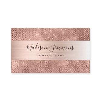 Rose Gold Brushed Metal Glitter Sparkle Script