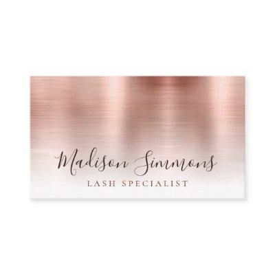 Rose Gold Brushed Metal Monogram Modern Script