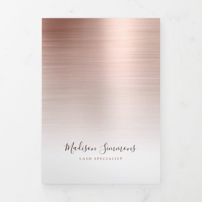 Rose Gold Brushed Metal Monogram Script Brochure