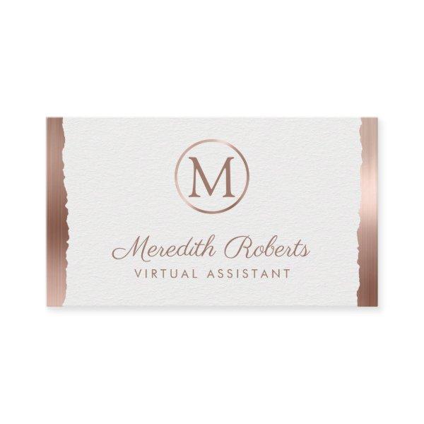 Rose Gold Brushed Metal White Frame Monogram