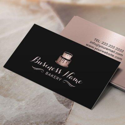 Rose Gold Cake Logo Bakery Modern Pastry Chef