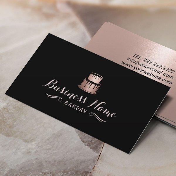 Rose Gold Cake Logo Bakery Modern Pastry Chef