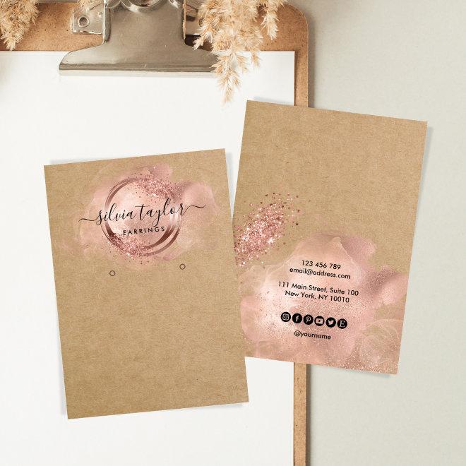 Rose Gold Calligraphy art Earring display card