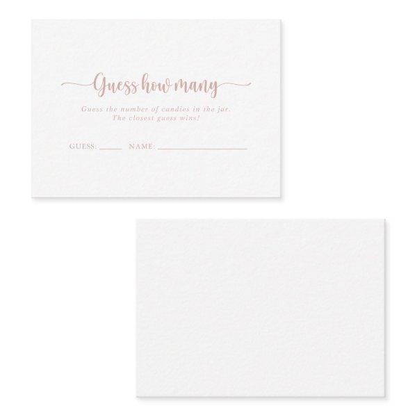 Rose Gold Calligraphy Guess How Many Game Card