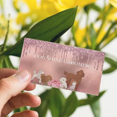 Rose Gold Dog Grooming Glitter Pet Services