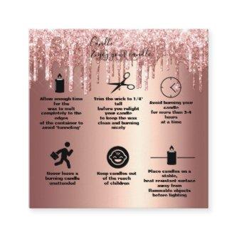 Rose Gold Dripping Glitter Candle Care      Square