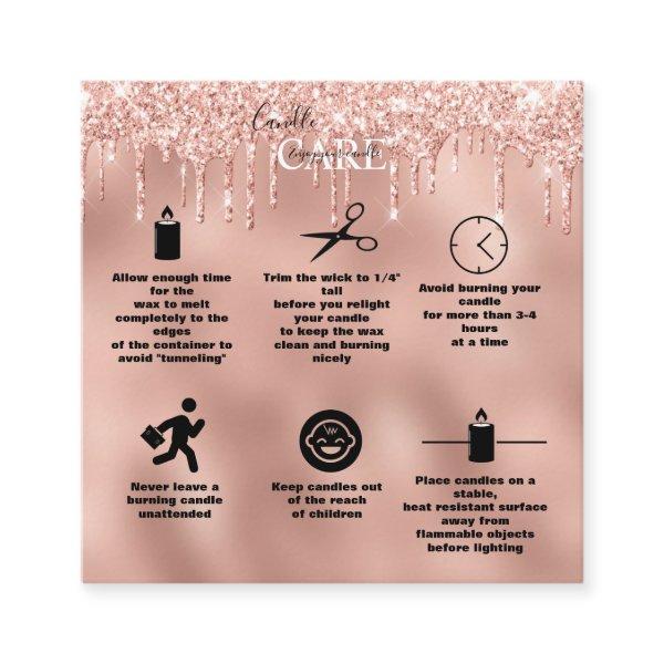 Rose Gold Dripping Glitter Candle Care     Square  Square