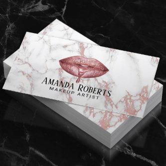 Rose Gold Dripping Lips White Marble Makeup Artist