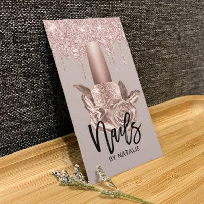 Rose Gold Drips Floral Nail Polish Manicurist