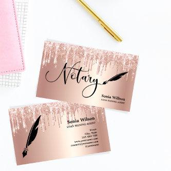 Rose Gold Drips Modern Notary Loan Signing Agent B
