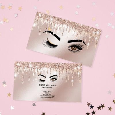 Rose Gold Drips Sparkle Lashes Wink Eye Makeup