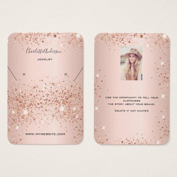 Rose gold earring photo display card