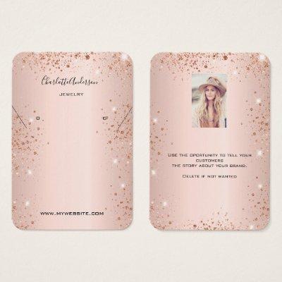 Rose gold earring photo glitter display card