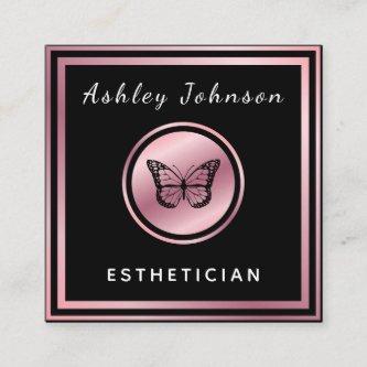 Rose Gold Elegant Butterfly Esthetician Classic  Square