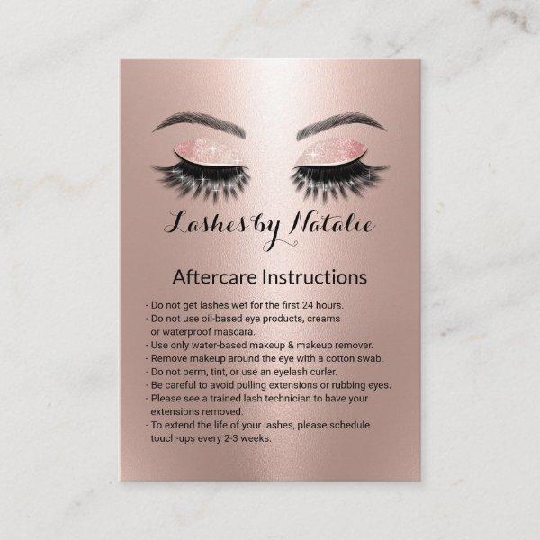 Rose Gold Eyelash Extensions Aftercare Instruction