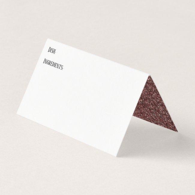Rose Gold Faux Glitter Accent Recipe Tent Cards