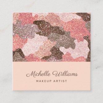 Rose Gold Faux Glitter Camouflage Professional Square