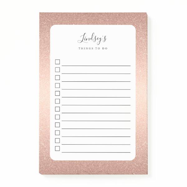 Rose Gold Faux Glitter Monogrammed To Do List Post-it Notes