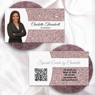 Rose Gold Faux Glitter Professional Photo QR Code